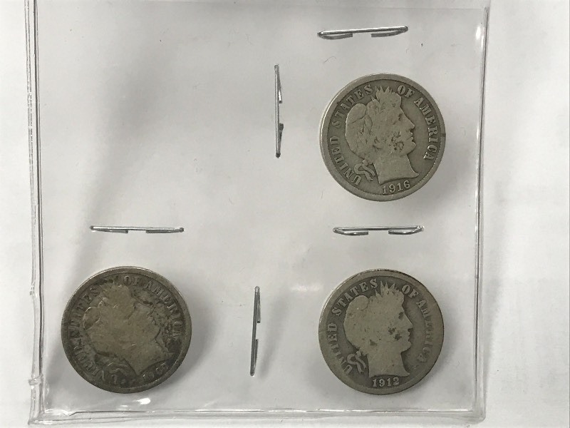 (3) Barber Dimes 1907  1912  191...