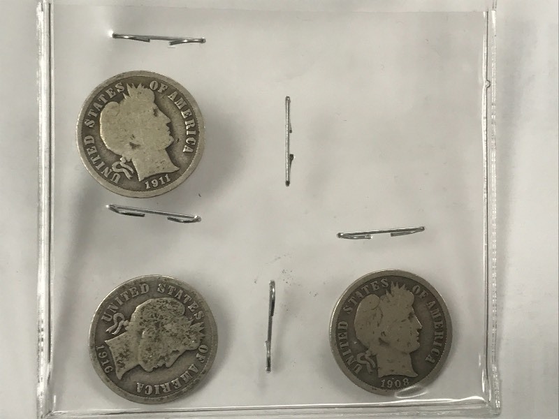 (3) Barber Dimes 1908  1911  191...