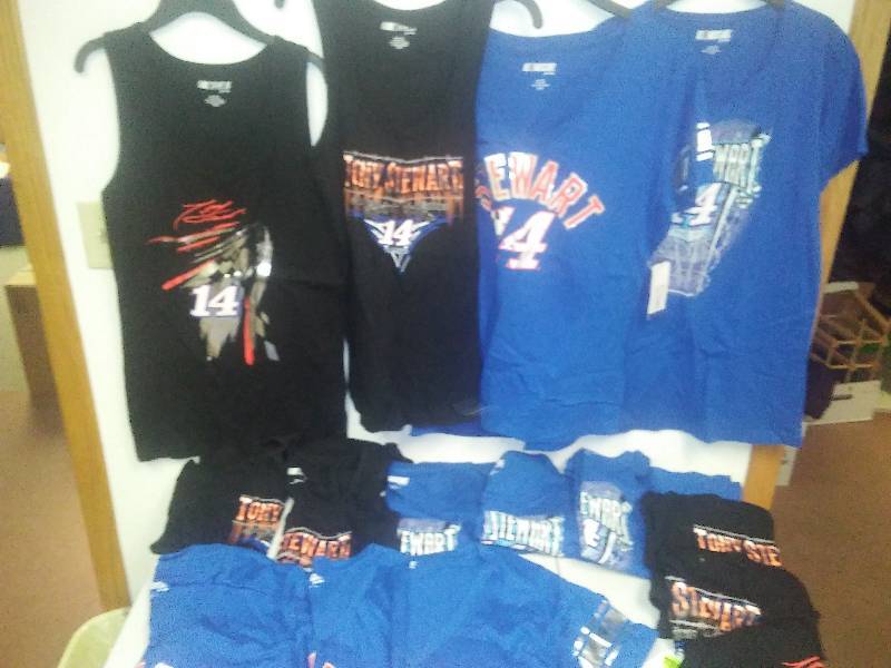 lot 28 image: 15NWT Womens Size XL (12) and 2XL (3) Tony Stewart Tanks, Tees, Authentic NASCAR