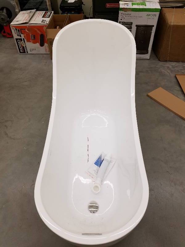 lot 103 image: AKDY 5.6 ft. Acrylic Reversible Drain Oval Slipper Flatbottom Non-Whirlpool Freestanding Bathtub in White