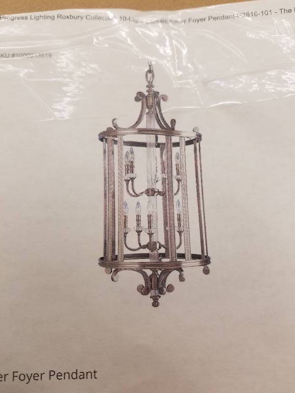 lot 107 image: Roxbury Collection 10-Light Classic Silver Foyer Pendant