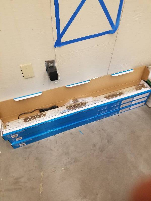lot 114 image: Commercial Electric Steel Plate 2-Lamp Hanging Fluorescent Silver ShopLight