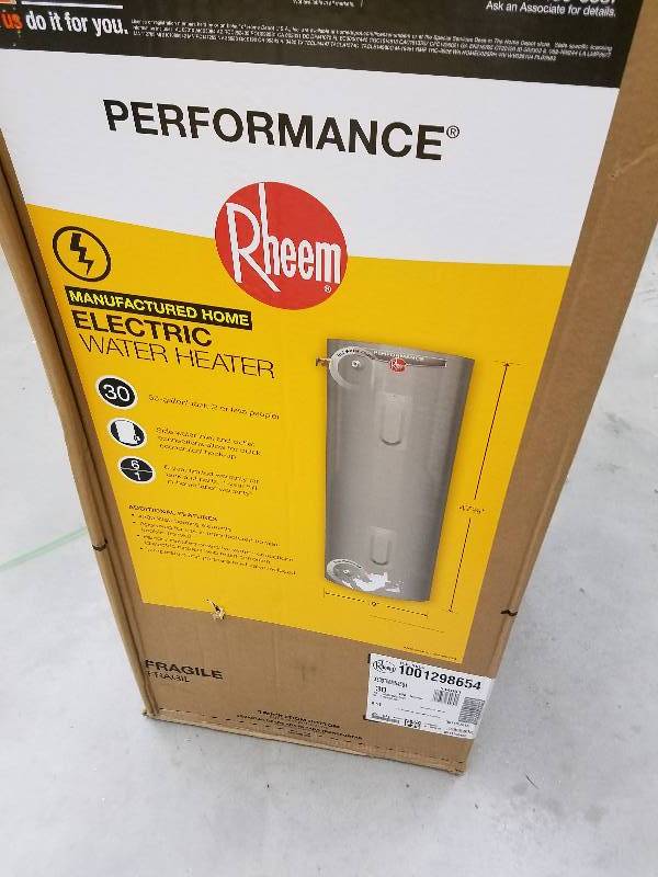 lot 125 image: Rheem Performance 30 Gal. Medium 6 Year 45004500-Watt Elements Electric Water Heater