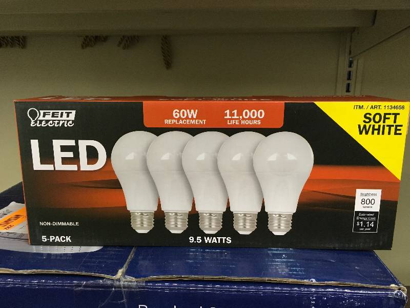 lot 294 image: FEIT LED 60 WATT 5PK