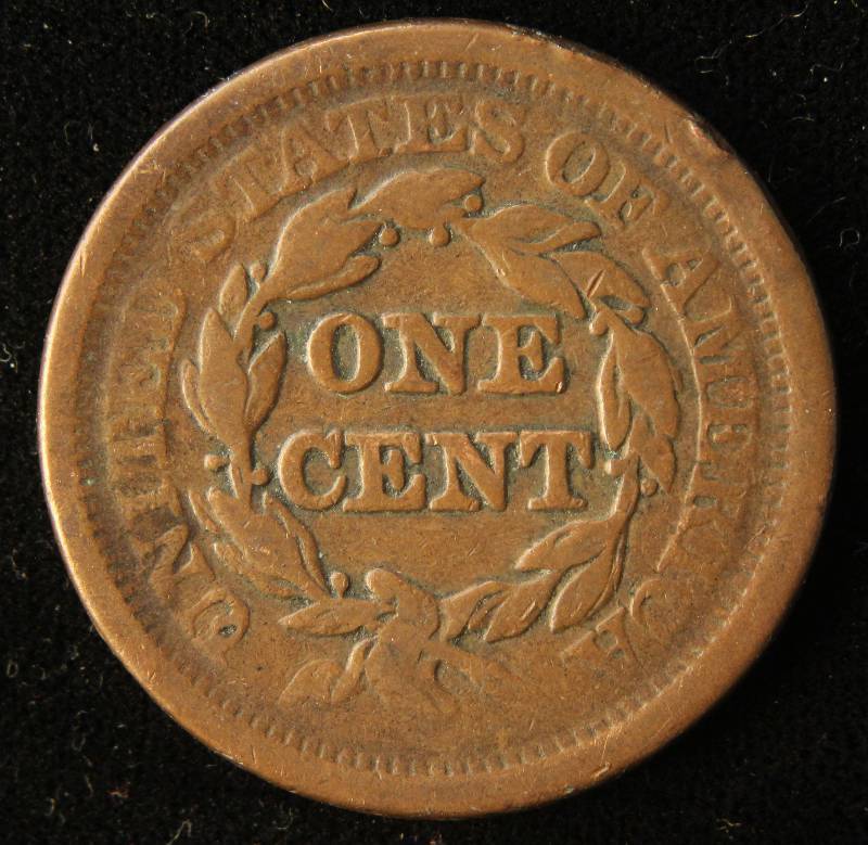 1852 US BRAIDED HAIR LARGE CENT GOOD DETAILS
