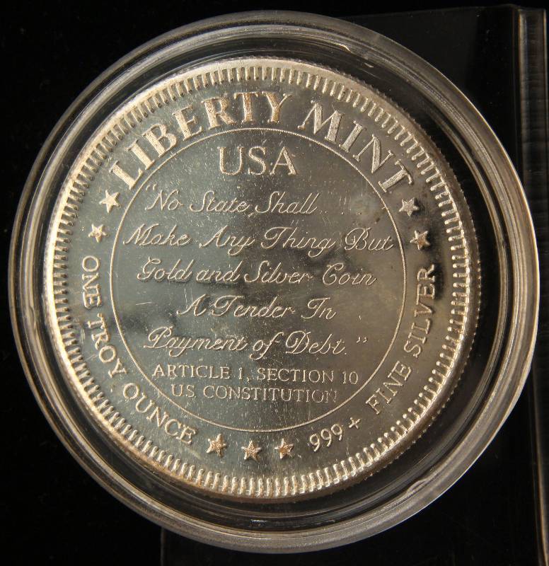 1 TROY OZ. .999 FINE SILVER LIBERTY MINT NO STATE SHALL... IN AIRTITE