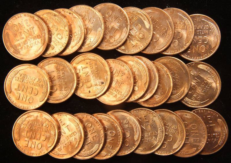 GROUP OF 27 BU-UNC LATER DATE WHEAT CENTS