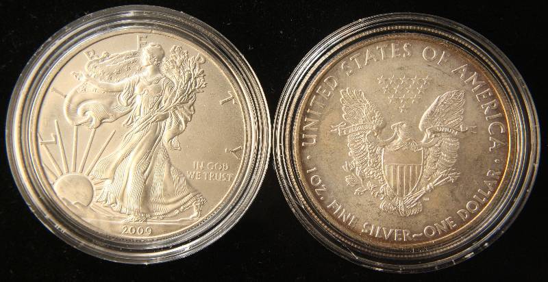 2 - 2009 AMERICAN SILVER EAGLES INDIAN & OMAHA BEACH ENHANCED