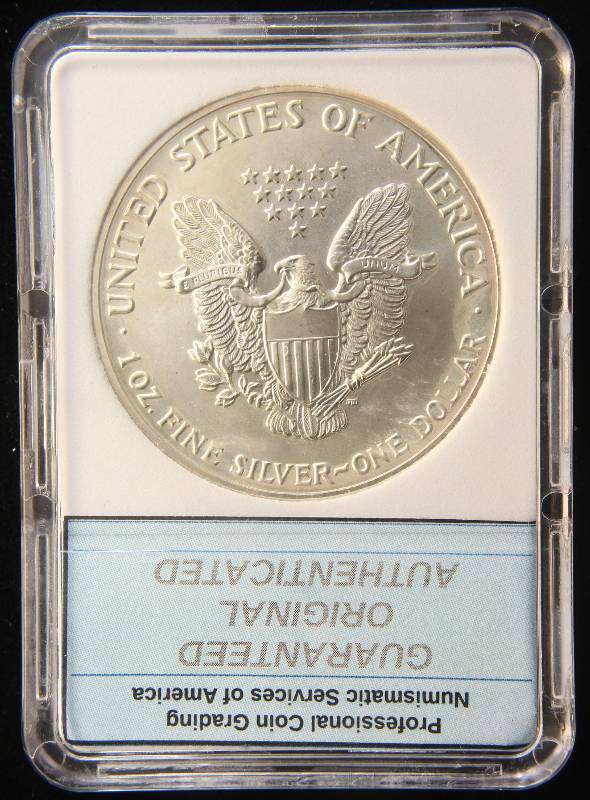 1991 AMERICAN SILVER EAGLE 1 TROY OZ. .999 FINE SILVER MS70 PCGNS