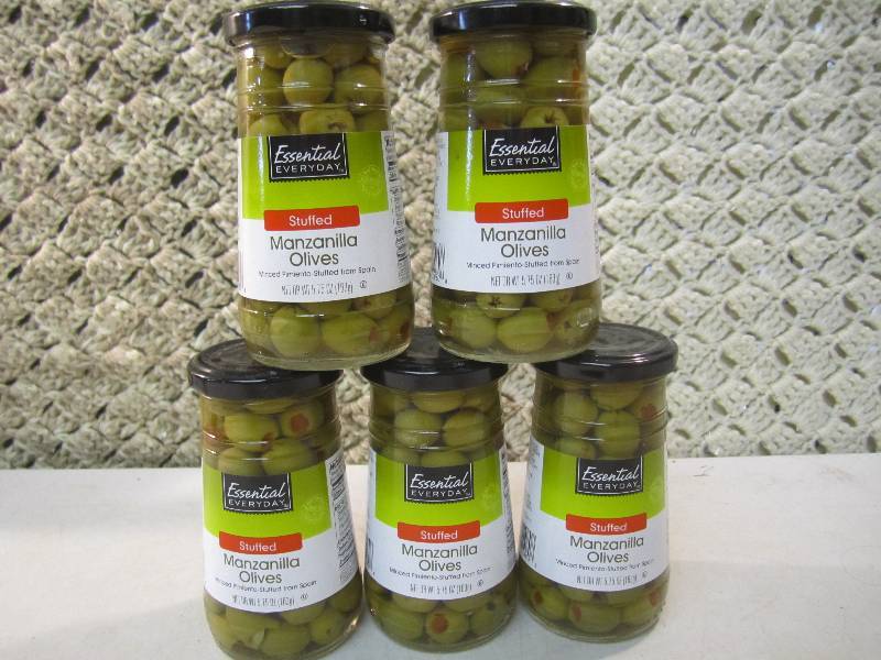 lot 104 image: Lot of 5 Jars Stuffed Manzanilla Ol...