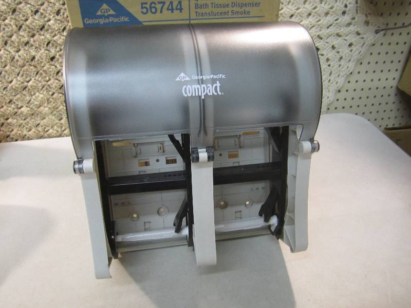 lot 144 image: 4 Roll Vertical Bath Tissue Dispens...