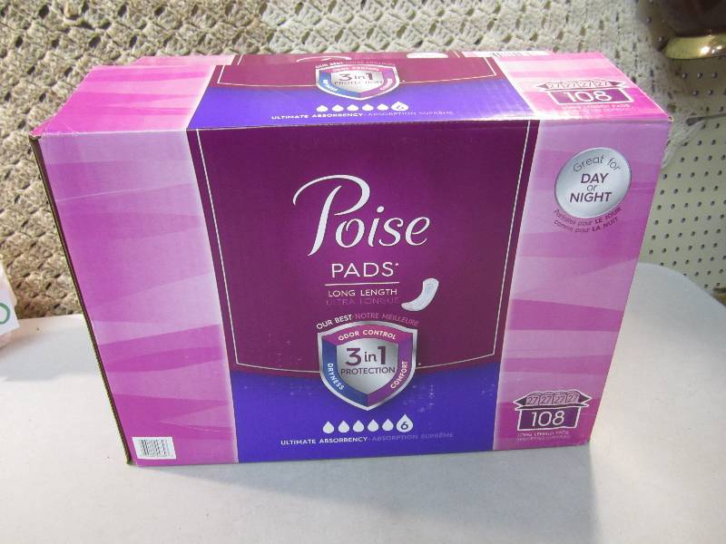 lot 149 image: Case of 108 Poise Pads 4 packs of 2...