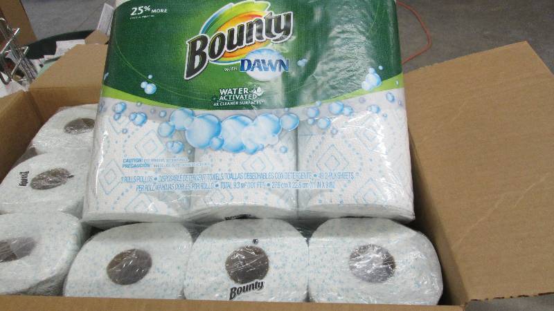 lot 55 image: Box of 12 Rolls Bounty with Dawn Wa...