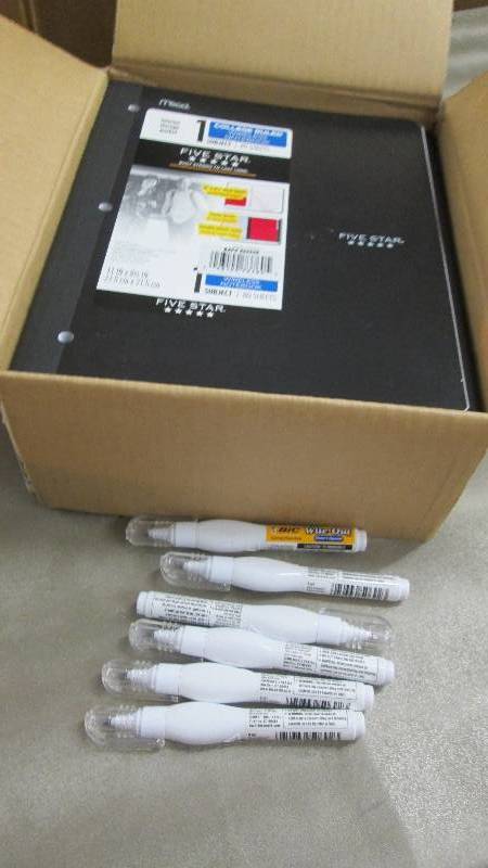 lot 309 image: Box of 12 Mead Notebooks, 6 Bic Wit...