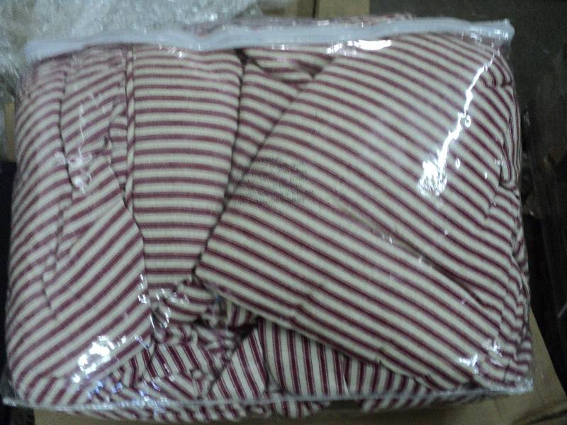 lot 139 image: Full size red striped bedspread...