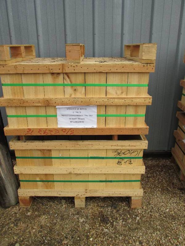 lot 20 image: 3 wood pallet bins measuring 43 x 3...