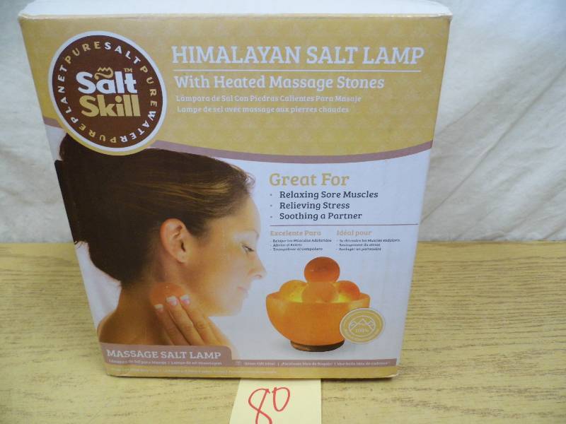 lot 80 image: Salt Lamp w Massage Stones