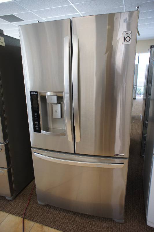 lot 2 image: NEW - SCRATCH AND DENT - LG ENERGY STAR� MODEL # (LFX28968ST) LG 26.79 Cu. Ft. French Door Refrigerator - Stainless Steel wGray Sides - TESTED WORKS - MSRP $ 2899.99
