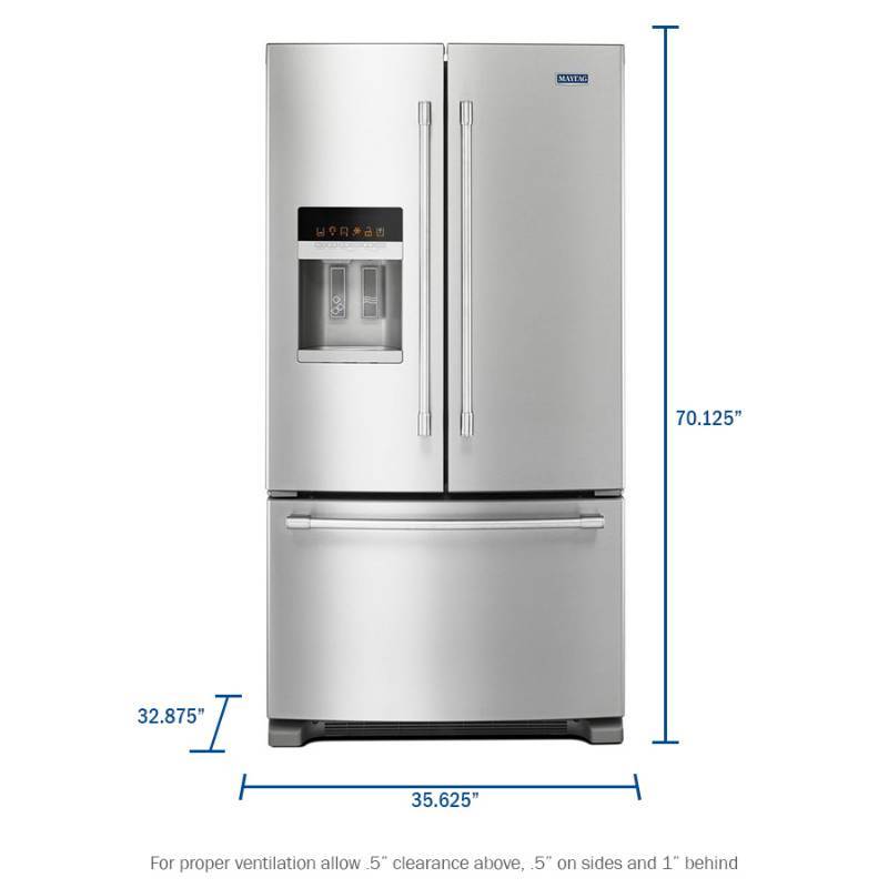 lot 4 image: BRAND NEW - WITH WARRANTY - MAYTAG MODEL # (MF12570FEZ) - Maytag 24.7-cu ft French Door Refrigerator with Ice Maker (Fingerprint-Resistant Stainless Steel) ENERGY STAR - MSRP $ 2299.99