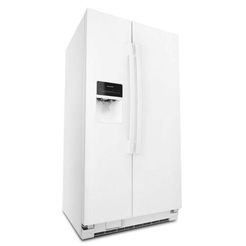 lot 7 image: BRAND NEW - WITH WARRANTY - AMANA MODEL # (ASI2575FRS) - Amana Side-by-Side Refrigerator with Dairy Center ASI2575FRW - White - MSRP $ 1199.99