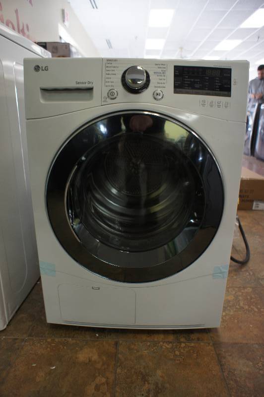 lot 19 image: NEW SCRATCH AND DENT - LG MODEL # (DLEC888W) -LG DLEC888W Front-Loading Electric Dryer - White - MSRP $ 999.99 - TESTED WORKS