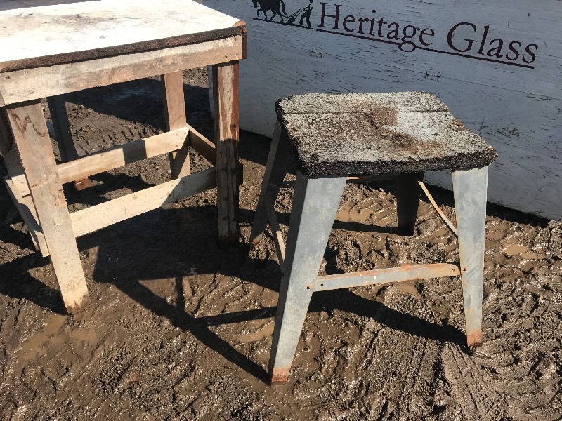 Lot Of Work Stands & Wooden Storage Box