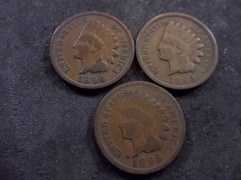 1893, 1894, 1895 Indian Head Cents