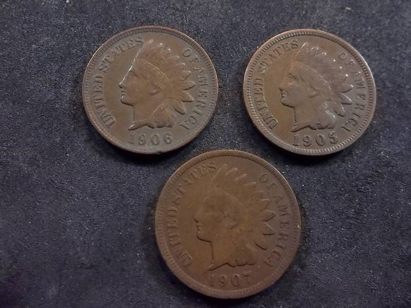 1905, 1906, 1907 Indian Head Cents