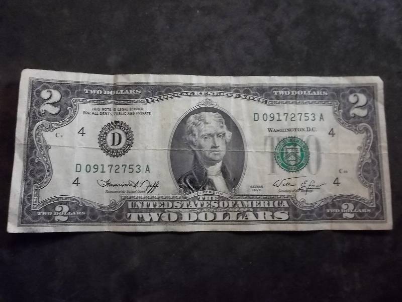 2 Dollar US Note Green Seal Series 1976