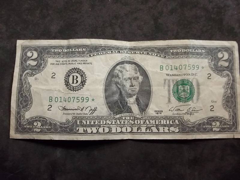 2 Dollar US Note Green Seal Series 1976