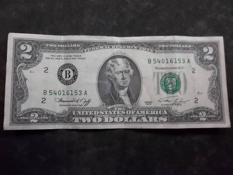 2 Dollar US Note Green Seal Series 1976