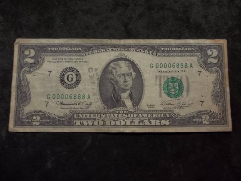 2 Dollar US Note Green Seal Series 1976