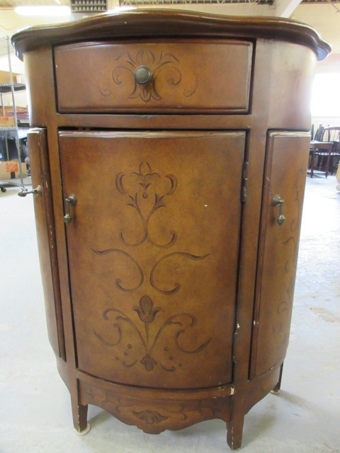 SOLID WOOD HALF ROUND CABINET