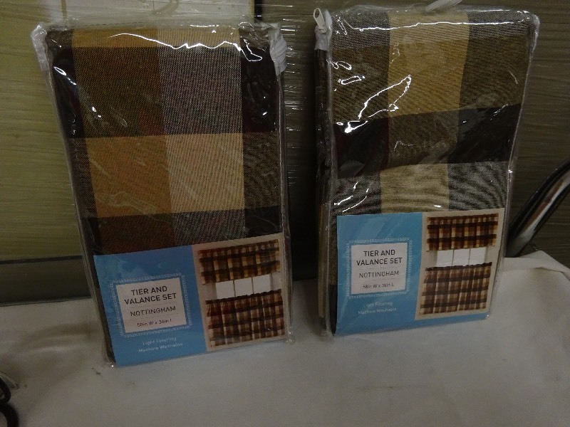 lot 9 image: 2 New Tier Sets Valances missing Mirrored Bird with frame