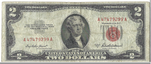 1953 A Federal Note Two Dollar Bill