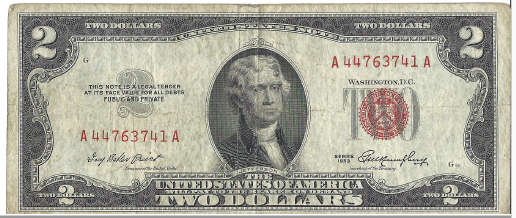 1953 Federal Note Two Dollar Bill