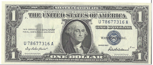 1957 Silver Certificate Dollar Note - Crisp