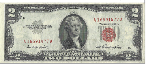 1953 Federal Note Two Dollar Bill - Crisp