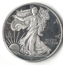 Walking Liberty Design 1 Troy Ounce Fine Silver -  .999 Fine