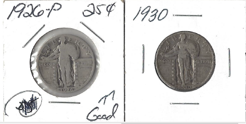 Two Standing Liberty Quarters - 1926 & 1930