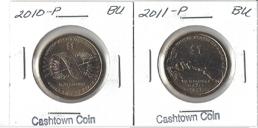 Two Native American Dollars - 2010-P & 2011-P