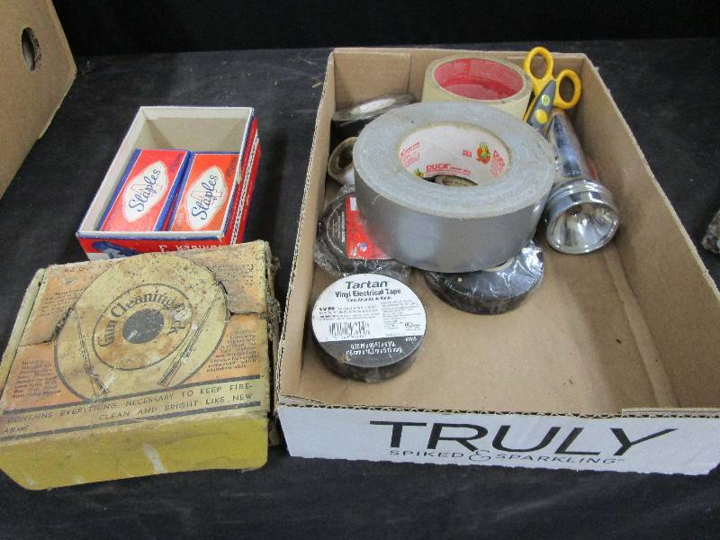 Tape, Staples, Flashlight, HOOPS old Gun Grease and Solent and Patches Never Used