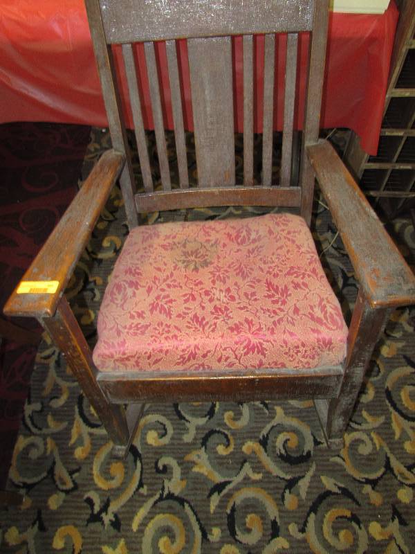 lot 369 image: VINTAGE WOODEN ARM CHAIR