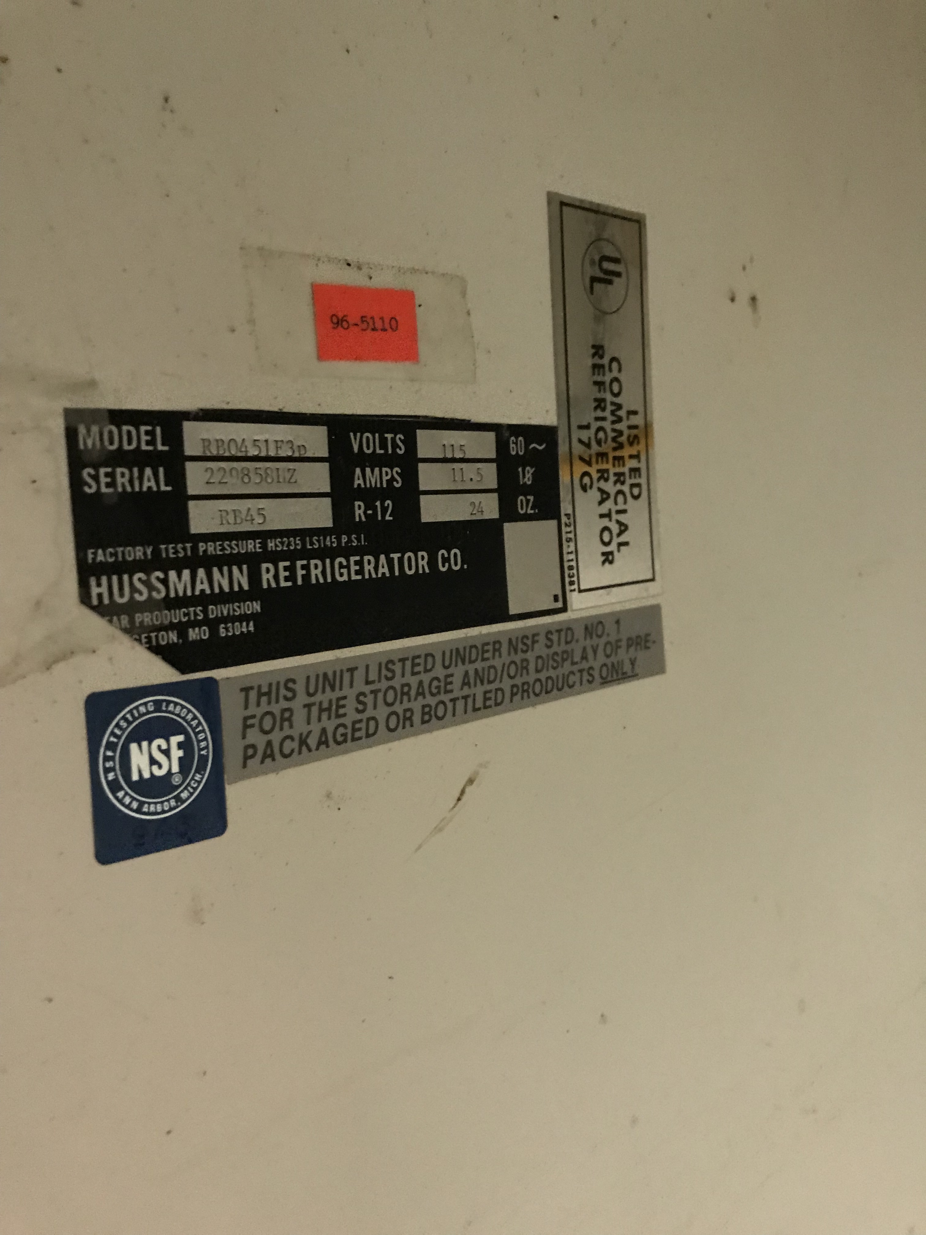 lot 17 image: Hussman Two Door Cooler