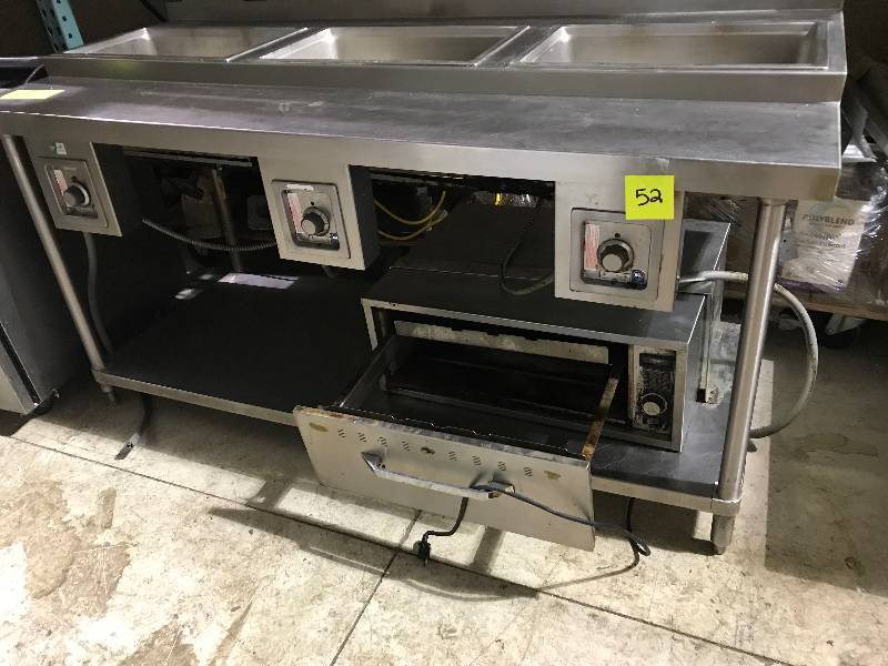 lot 52 image: 3 Compartment Steam Table with Warming drawer