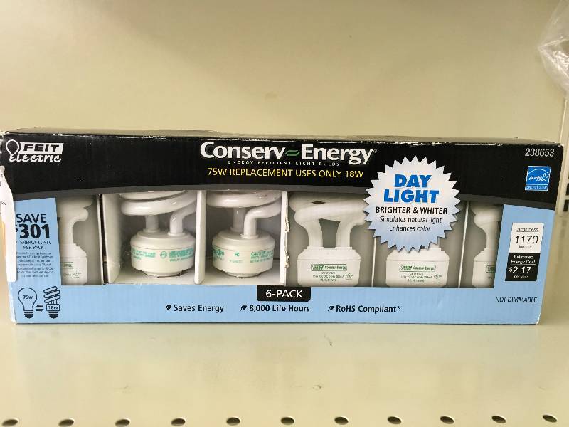 lot 306 image: Feit CFL Daylight 18W 6PK, Retail $9.99
