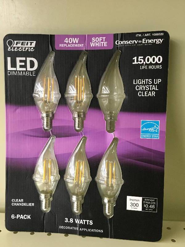 lot 321 image: FEIT LED Chandelier 5PK, Retail $19.99