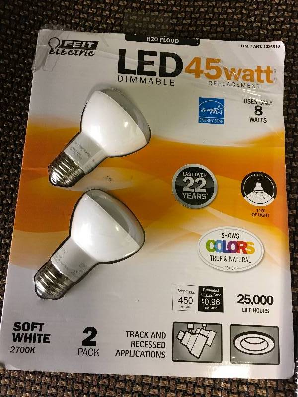 lot 348 image: FEIT LED R20 2PK, Retail $9.99