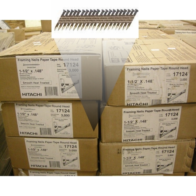 lot 179 image: 6 Boxes Hitachi 1-12 x .148 Framing Nails