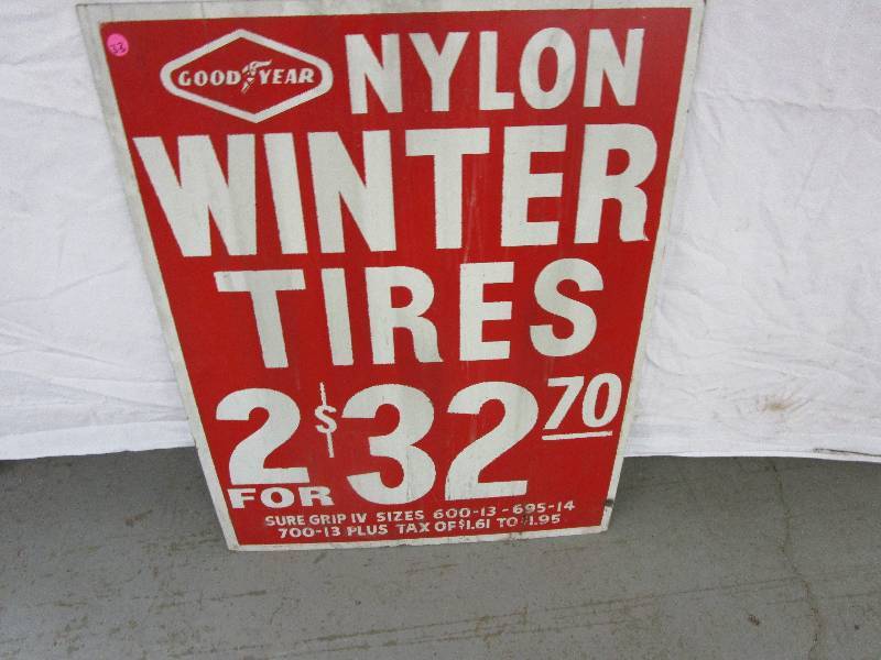 lot 33 image: Woo Nylon Winter tires Sign